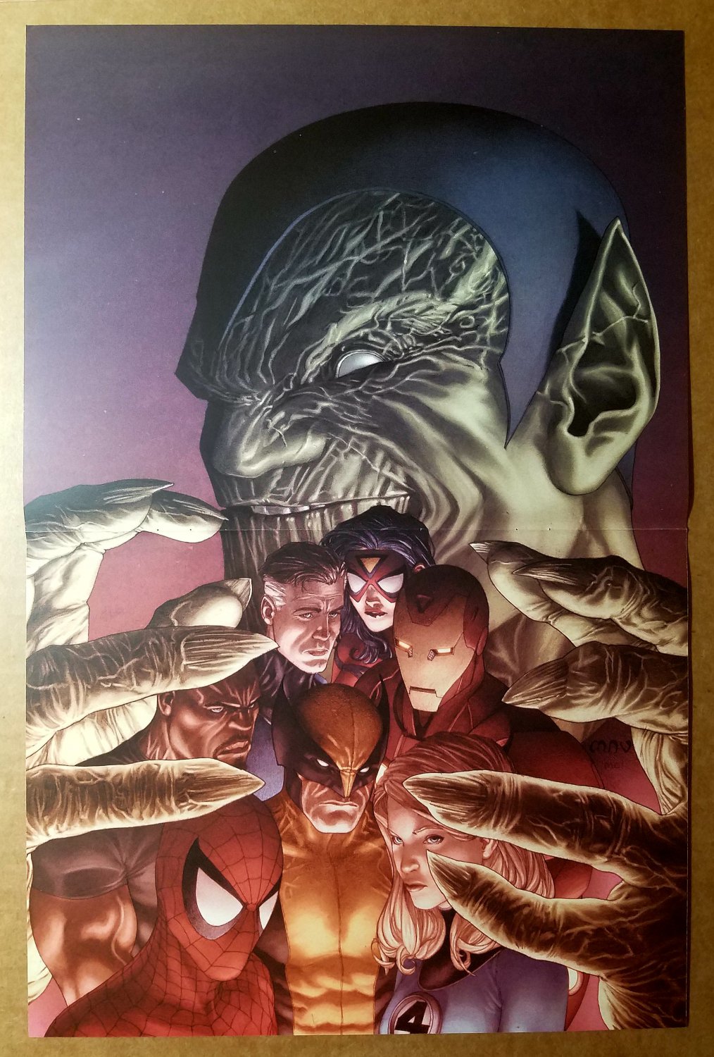 Wolverine Spider-Man Iron Man Fantastic Four Cage Marvel Poster by Steve McNiven