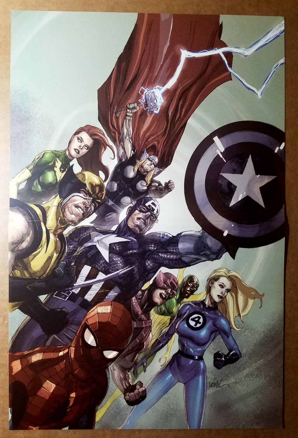 X-Men Avengers Fantastic Four Marvel Poster by Francis Leinil Yu