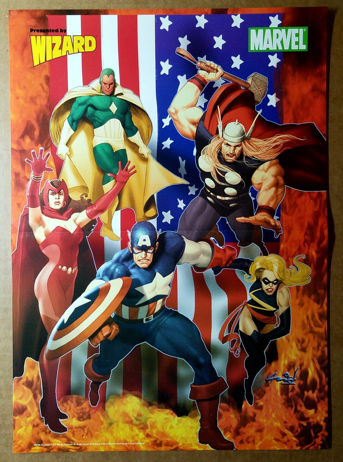 Avengers Vision Captain America Thor Marvel Comics Poster by Ariel Olivetti