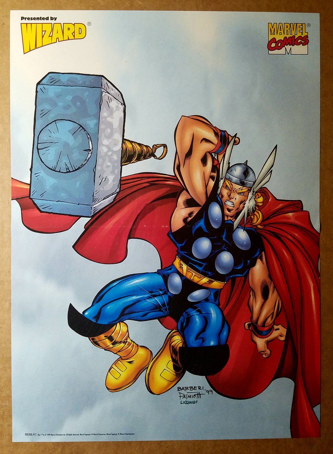 Thor Throwing Hammer Marvel Comics Poster By Carlo Barberi