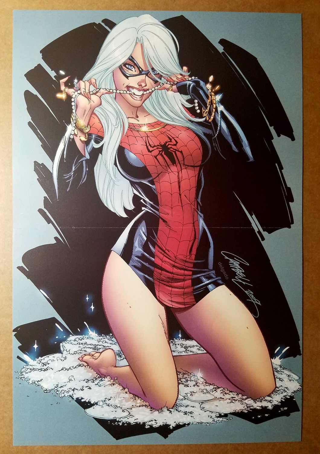 Black Cat Spider-Man shirt Marvel Comics Poster by J Scott Campbell