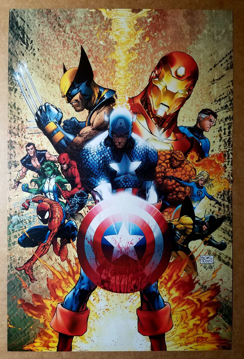 Captain America Wolverine Iron Man Spider-Man Marvel Poster by Michael Turner