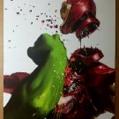 Hulk knocking Iron Mans head off Marvel Comic Poster by Gerald Parel