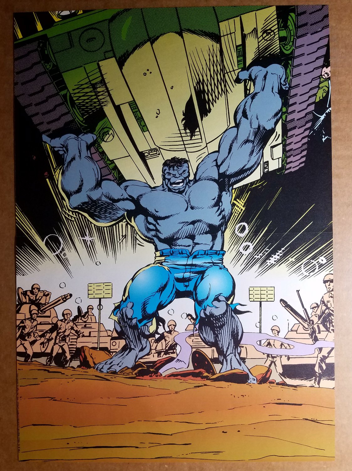 Incredible Hulk picks up tank Marvel Comics Poster by Dale Keown