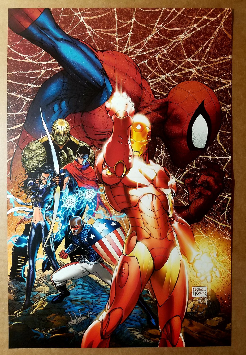 Civil War 2 Variant Avengers Spider-Man Iron Man Marvel Poster by Michael Turner