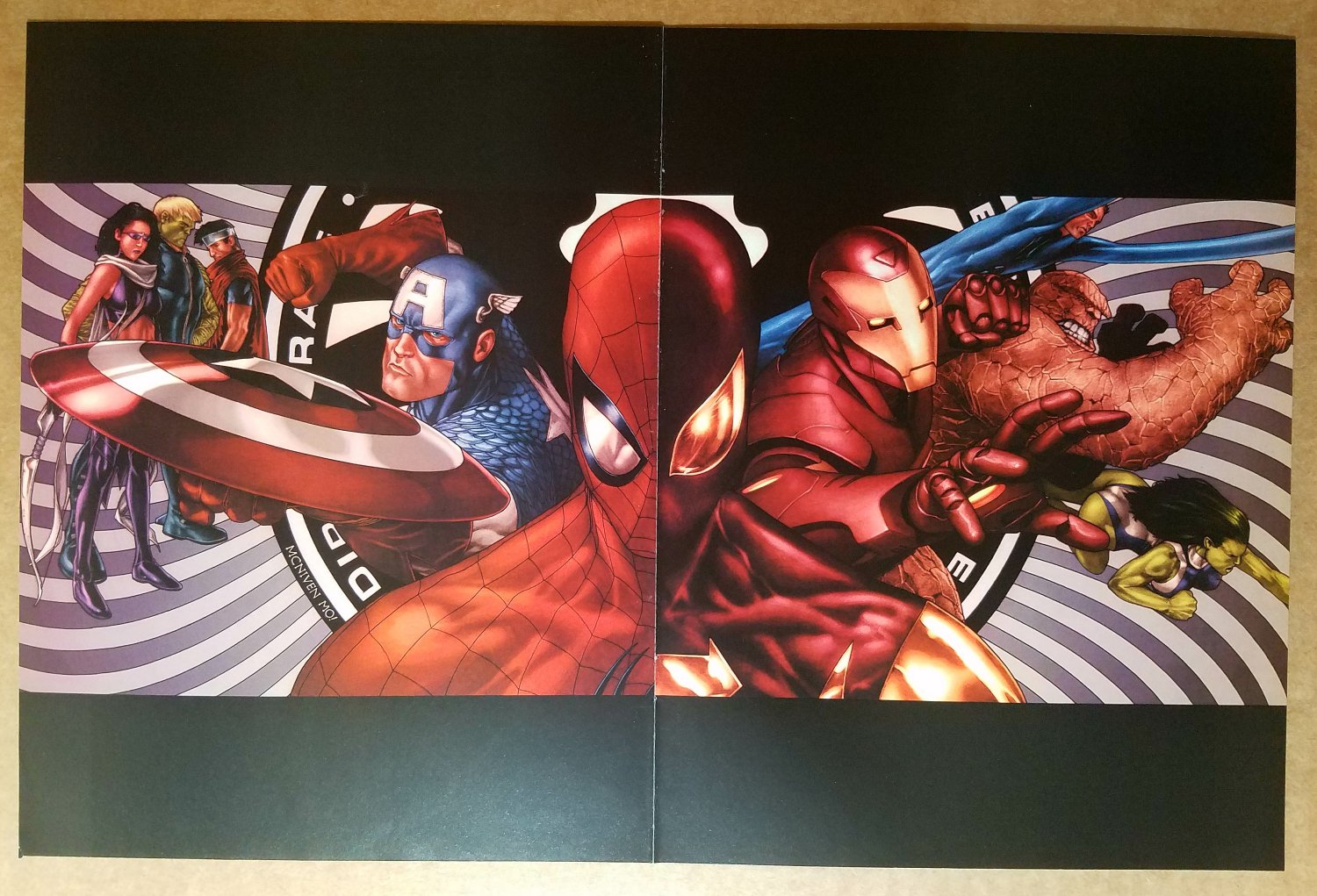 Civil War Spiderman Ironman Captain America Fantastic Four Poster Steve McNiven