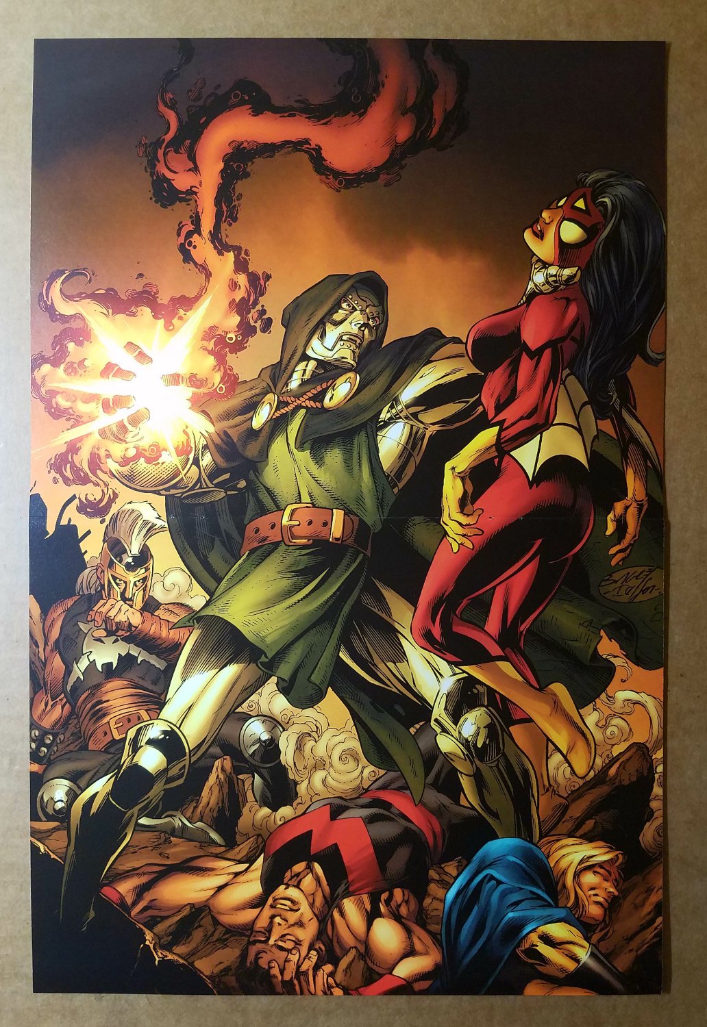 Fantastic Four Dr Doom Spider woman Avengers Marvel Comics Poster by Mark Bagley