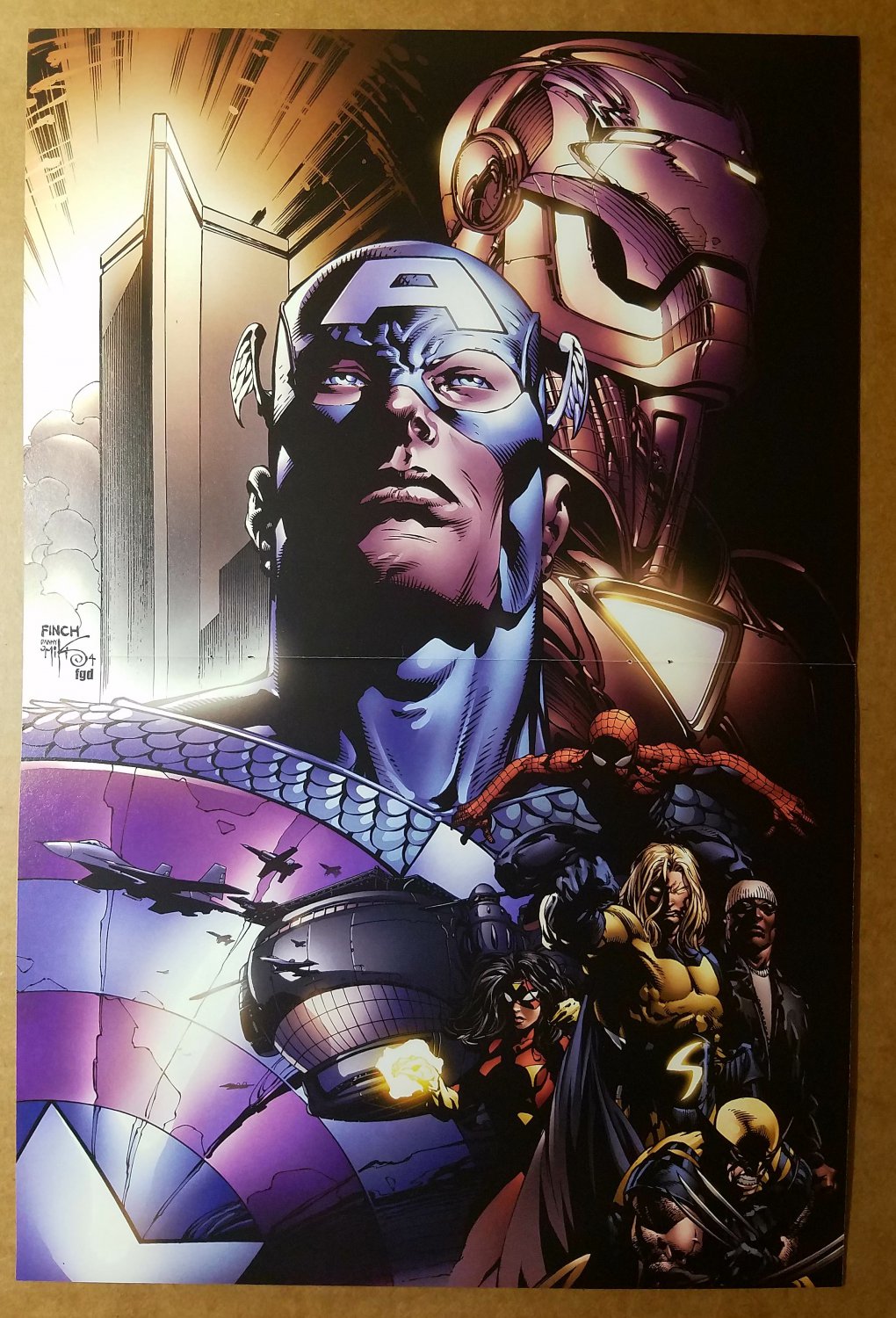 Avengers Captain America Iron Man Wolverine Marvel Comics Poster by David Finch