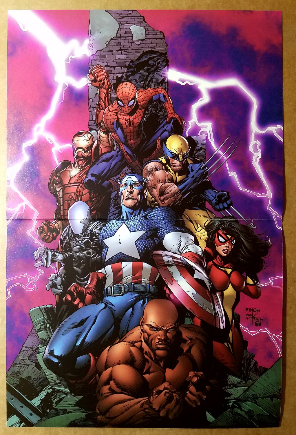 Avengers Luke Cage Captain America Wolverine Marvel Comic Poster by David Finch