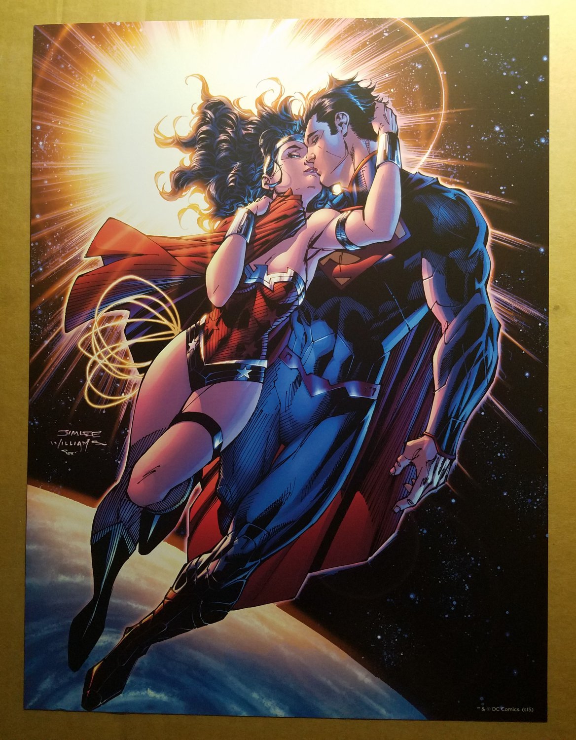 JLA Justice League Variant Superman Kissing Wonder Woman In Space DC Comics By Jim Lee