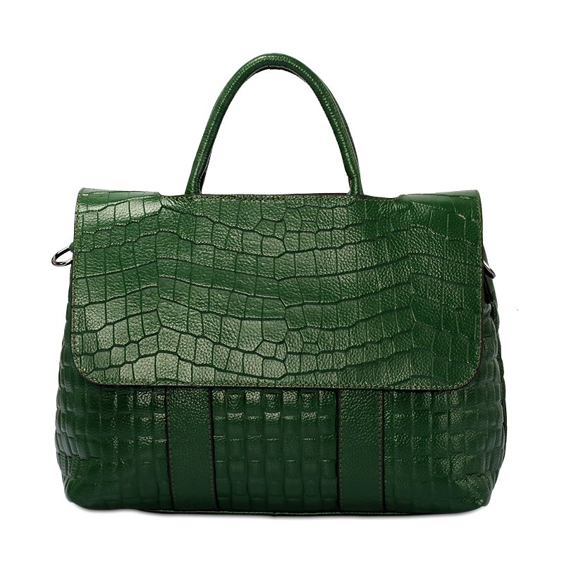 Green Embossed Crocodile Leather Tote Bag