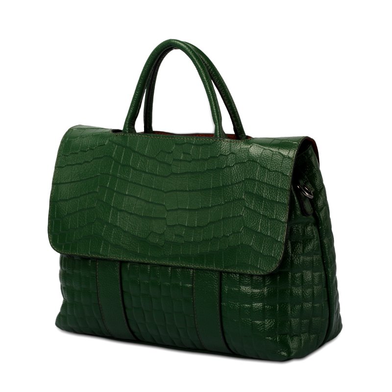 Green Embossed Crocodile Leather Tote Bag