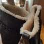 UGG Black Heels Clogs Savanna Platform Sheepskin Leather Tall Boots 3209 Size 7