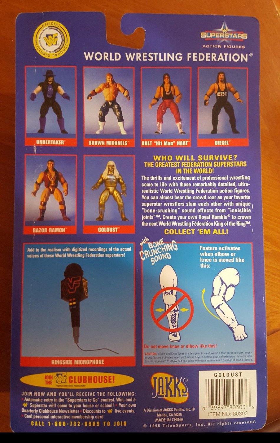 GOLDUST WWF SUPERSTARS ACTION FIGURE CRUNCHING SOUNDS JAKKS 1996
