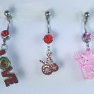 Belly Button Rings 14 Gauge lot of 3 Navel Rings