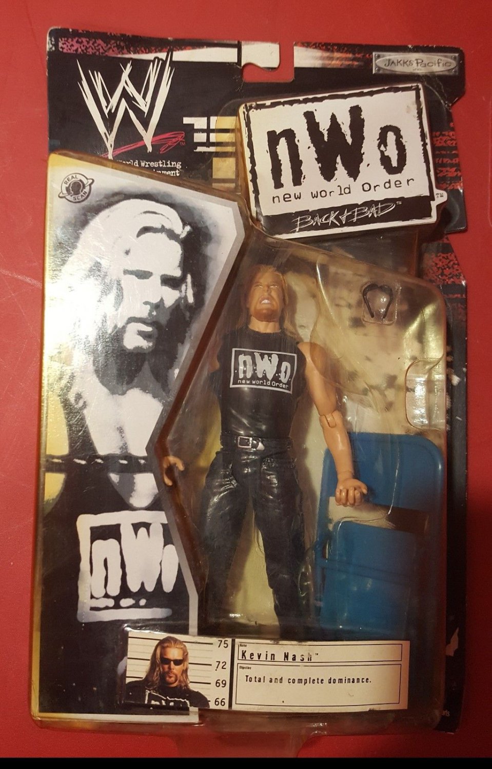 Jakks WWE Back + Bad NWO Shirt KEVIN NASH Wrestling Toy New Sealed Package NIP
