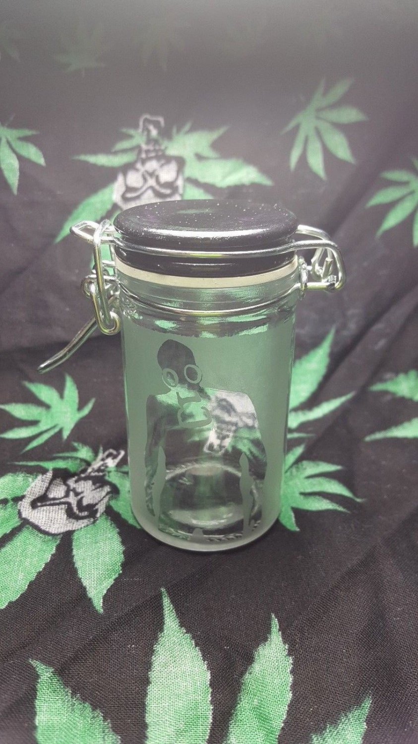 Airtight Smell Proof Spice Herb Storage STASH JAR bio hazard herb jar