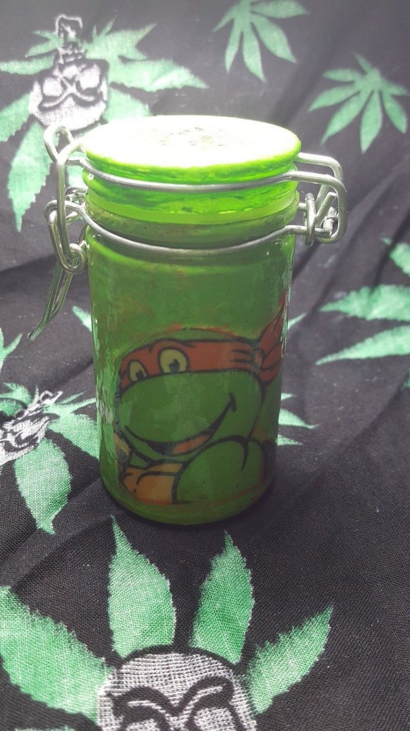 Glass stash jar airtight TMNT