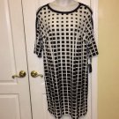 Studio 1 women’s square print split sleeves dress Black/Ivory