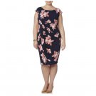 Connected Apparel plus floral sleeveless wrap effect Navy/pink