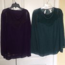 Preowned bundle CJ banks purple/green long sleeve Top Sizes 0XUSA