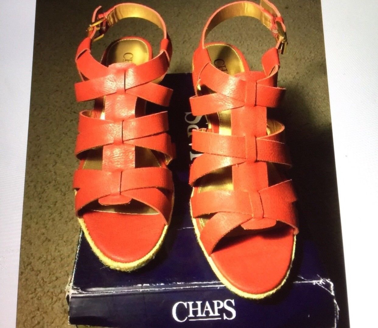 Chaps dally women's wedge sandal red 9.5B USA