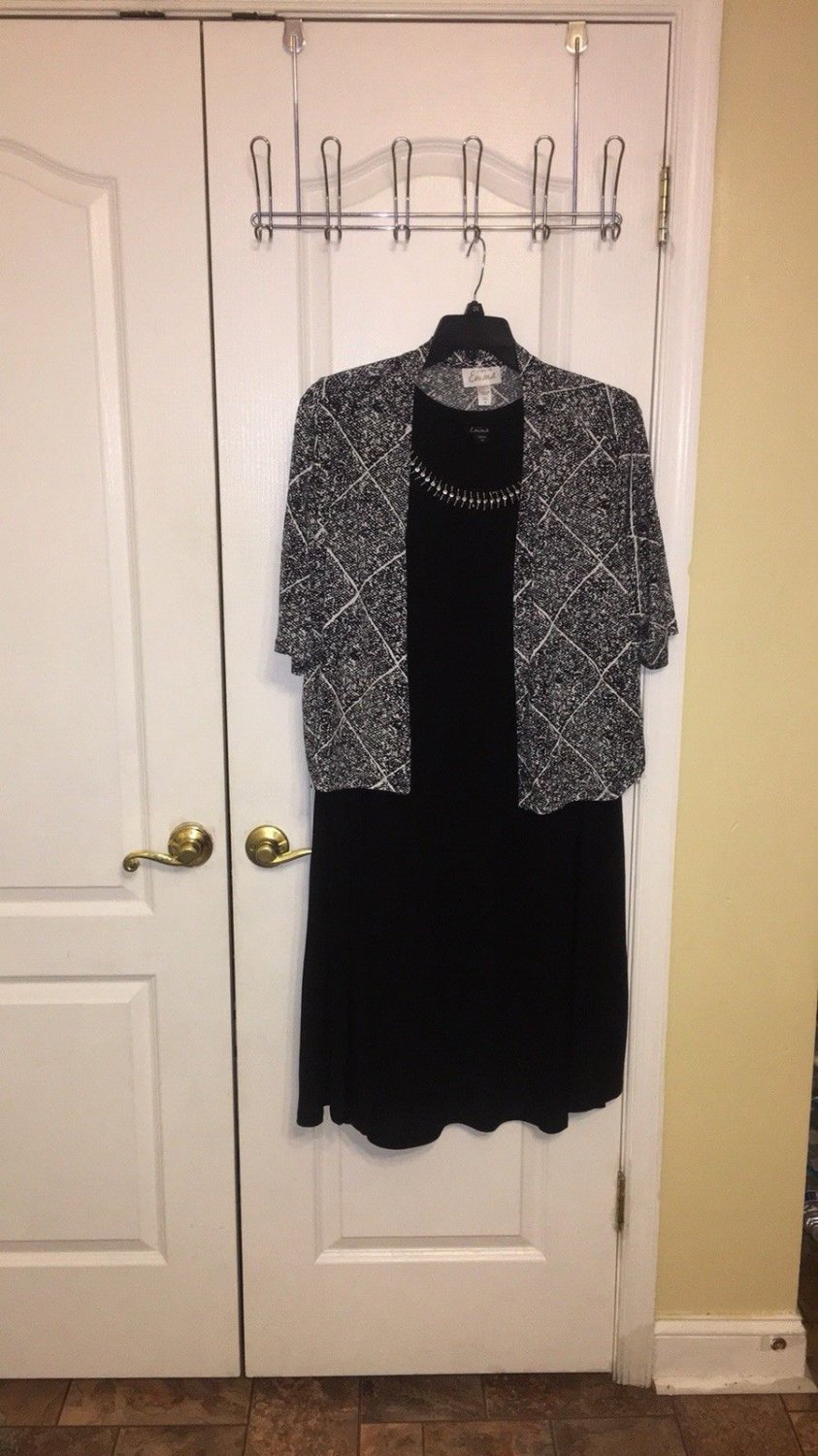 Simply Emma plus black/white 2pcs dress/shrug set 3X USA