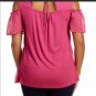 August Silk cold shoulder top pink desert berry