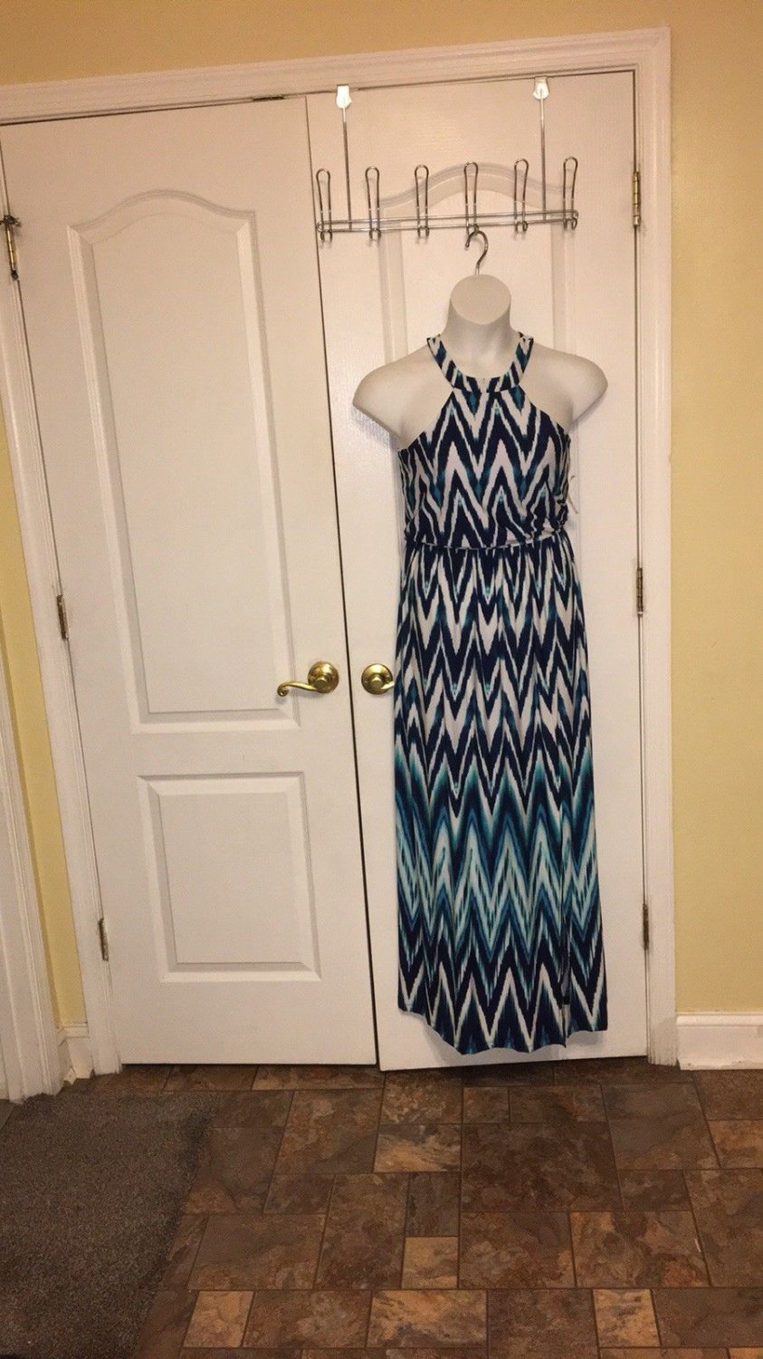 Trixxi junior knit halter maxi dress ivory/green/navy Available In Small