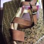 Pop Memory foam platform wedge sandals Cognac 8M