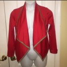 NY Collection open front draped neck red/tan small