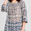 Zac & Rachel women printed woven peasant blouse Large USA