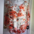 By&By short sleeve print chiffon cold shoulder top 2XUSA Multicolor