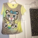 JV Apparel girl’s two PCs cat print pajamas set Top & Pant