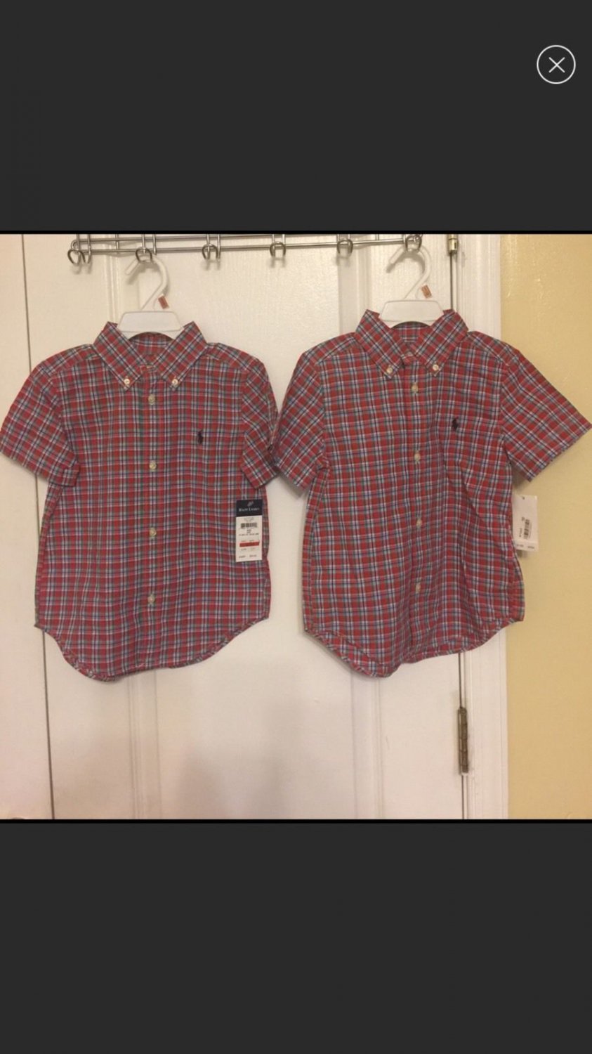 Ralph Lauren boy Madras plaid short sleeve shirt