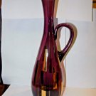 Vtg MCM Purple Blown Pitcher w/Gold Leaf Geometric Design, Hungary
