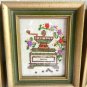 3 Vtg Cross Stitch Framed Kitchen Pictures, Teapot, Telephone, Coffee Grinder