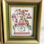 3 Vtg Cross Stitch Framed Kitchen Pictures, Teapot, Telephone, Coffee Grinder