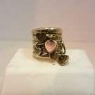 Vintage Retro Sterling Silver 925 Stack Ring w/Dangle Hearts & Key Size 6.75