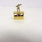 Vtg 585 14K Yellow Gold Gondola, Cable Car Charm Pendant, 1.2 dwt
