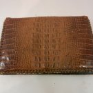 Vtg Ladies Genuine Alligator Brown Leather Purse Clutch Bag Wallet