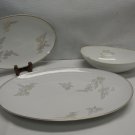 3 Vtg NORITAKE JAPAN Francine 5777, 2 Porcelain Oval Platters, Oval Bowl