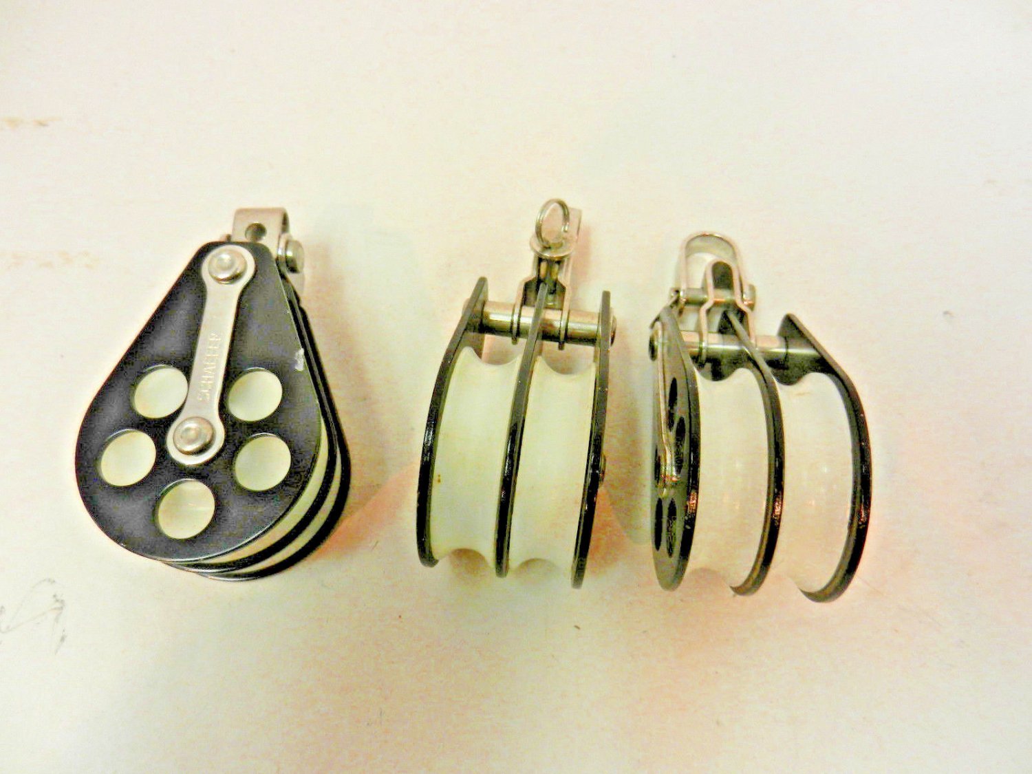 3 Pre Owned SCHAEFER Double Block Pulleys Nautical Sailing Boating