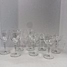 8 Vintage Crystal Floral Etched Wine Glasses Stemware, 2 Sizes 4 Each