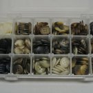 Large Lot (8 oz) Mixed Small Flat 4 Hole Swirl Shirt Buttons in Compartment Case