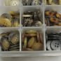 Large Lot (8 oz) Mixed Small Flat 4 Hole Swirl Shirt Buttons in Compartment Case