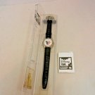 NOS Disney Works Red White Blue Flag Mickey Mouse Head Watch, Black Leather Band
