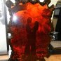 Authentic Vtg Retro Hippy Large WOOD SLICE PHOTO, Couple In Love