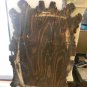 Authentic Vtg Retro Hippy Large WOOD SLICE PHOTO, Couple In Love