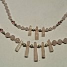 Handmade Rose Quartz Sterling Silver Swarovski Crystal Mother Daughter Necklaces